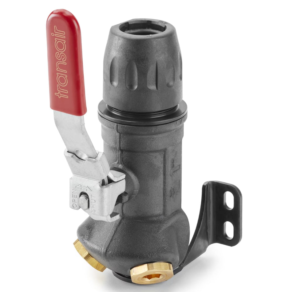 16.5mm (1/2" ID) Conector de pared c/2 Puertos 45° y válvula